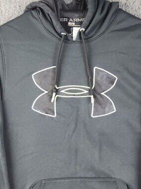 Under Armour Hoodie Men's Medium Black Loose Fit Fleece Pullover Sweatshirt Soft